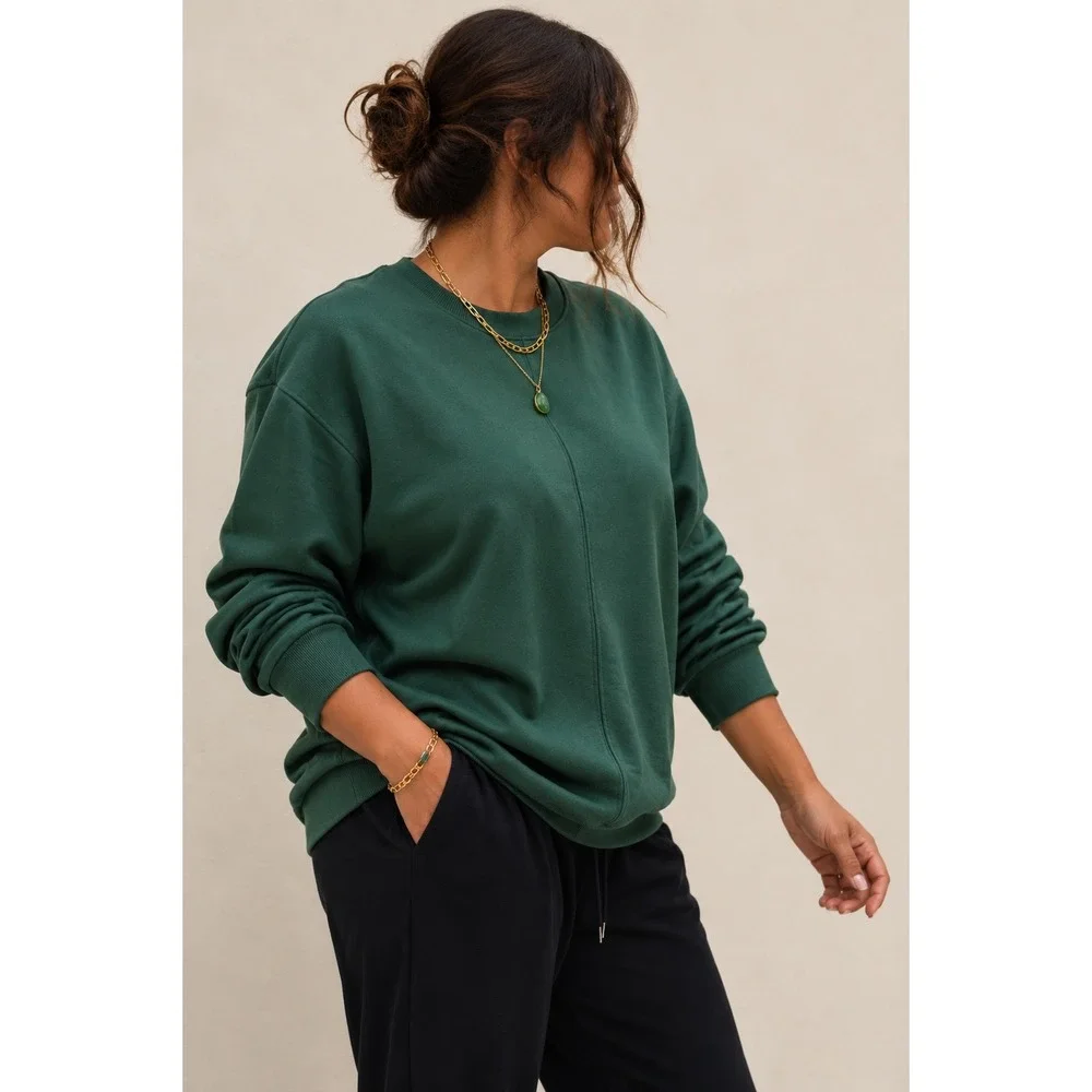 NWT Banana Republic Mens XXL Forest Green Oversized‎ Fleece Crewneck Sweatshirt